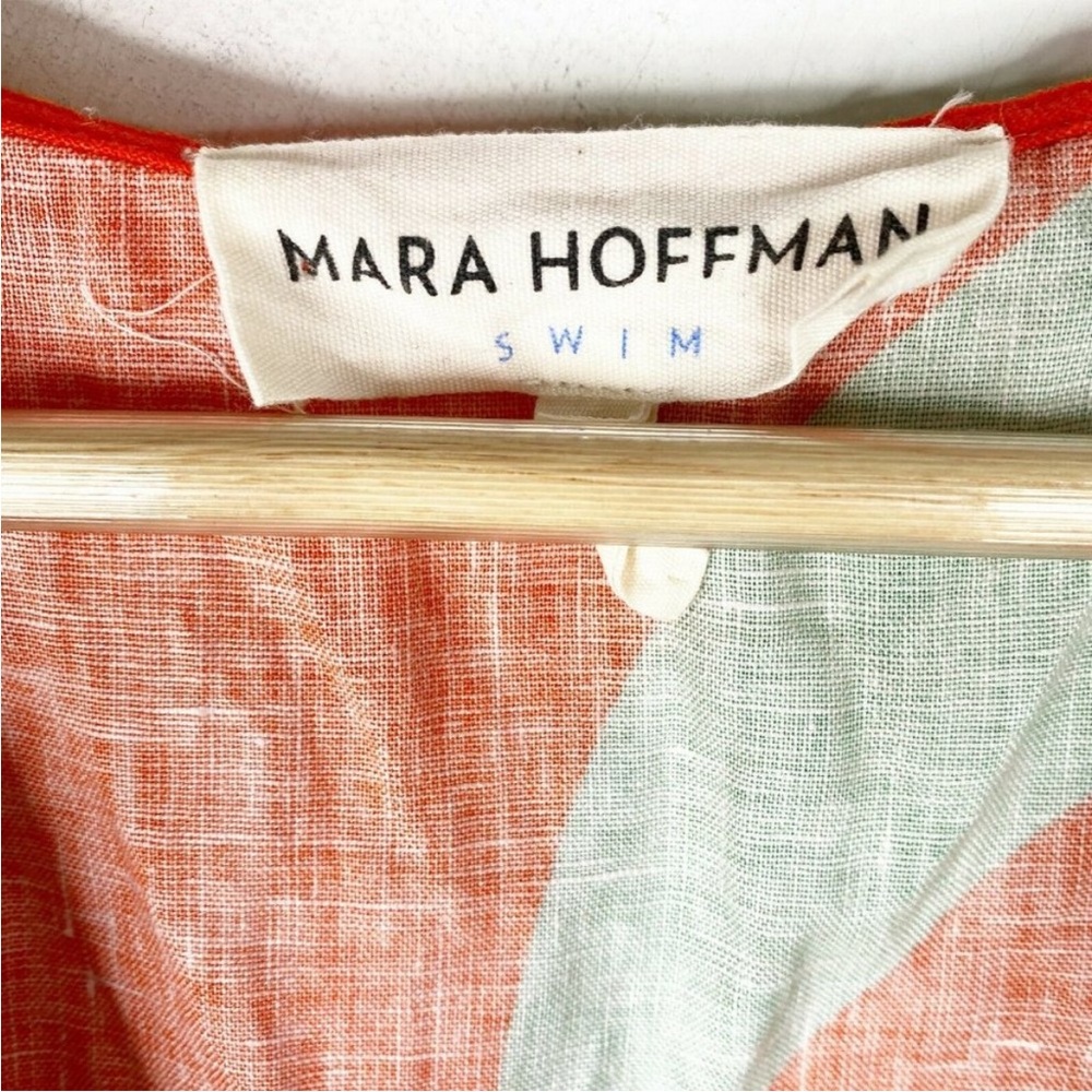 Mara Hoffman Julietta Colorful Linen Ruffle V-Neck Vacation Midi Dress - XS - Picture 6 of 7